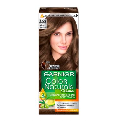 Garnier стойкая питательная крем-краска для волос Color Naturals, тон 6.00 глубокий светло-каштановый, 110 мл