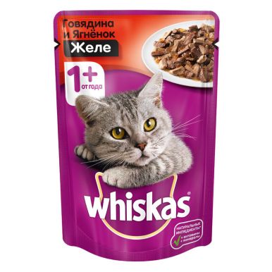 Корм для кошек Вискас говядина-ягненок в желе, 85 гр