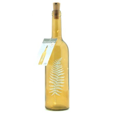 Бутылка декоративная с пробкой дизайн пальмовый лист с подсветкой 7*32см HC6700740