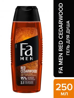 Fa Гель для душа мужской 2-в-1 Red Cedarwood, с ароматом кедра и винтажного виски, 250 мл