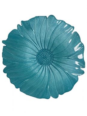 Тарелка декоративная стекло 33см голубая 10922-2905