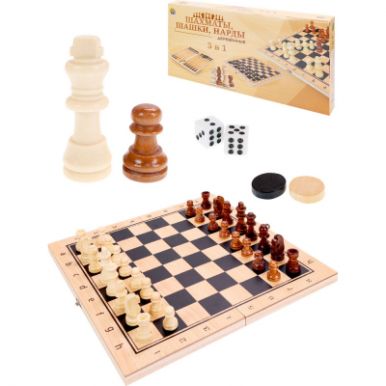Игра настольная 3 в 1 нарды/шашки/шахматы 24*14.5*3см ИН-9466