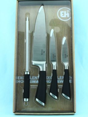 404000820 Ножи кухонные с  лезвием из корозионностойкой стали, наб.4 шт, в наборе с заточкой для нож