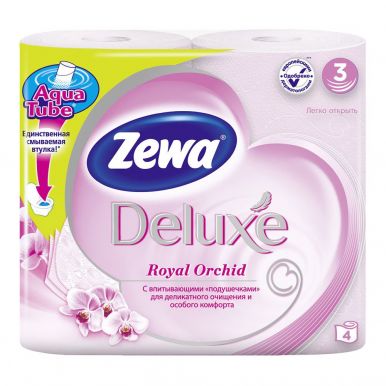 ZEWA Deluxe бумага туалетная орхидея 3сл. 4рулона