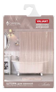 VALIANT штора д/ванной с кристаллическим эффектом peva jardin 180*180см JR-1818C