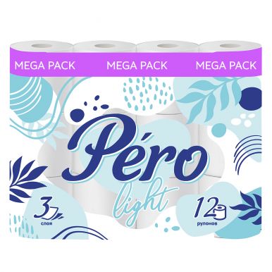 PERO Light бумага туалетная белая 3сл. 12рулонов