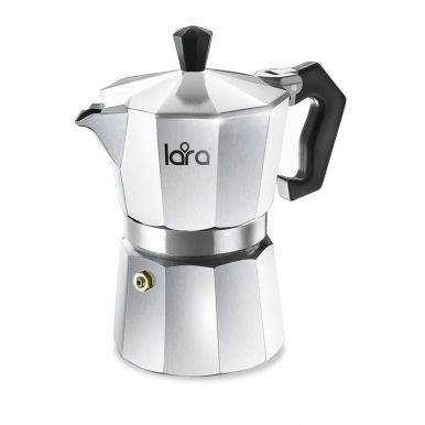 Кофеварка гейзерная Lara 450 мл, 6х50 мл, для молотого кофе, алюминиевый корпус, итальянский дизайн, артикул: LR06-73