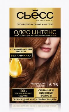 Syoss Стойкая краска для волос Oleo Intense, 6-76 Мерцающий медный , с ухаживающим маслом без амиака, 115 мл