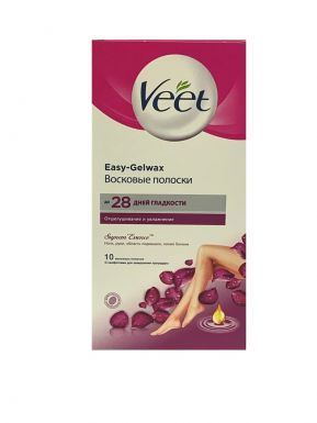 VEET полоски восковые с ароматом бархатной розы и эфирными маслами easy gel-wax 10шт