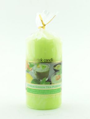 BARTEK свеча аромат. колонна зеленый чай пудинг 5*10см
