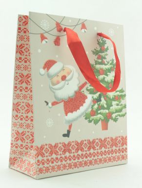 Пакет подарочный бумажный  разм. 180x80x230mm,рождественский дизайн ABD100800