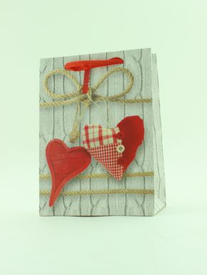 Пакет подарочный дизайн сердечки-3 11*15*6см 2119