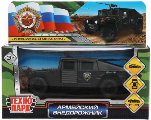 ТЕХНОПАРК машина металл армейский внедорожник черный 12см HAMVE-12-BK