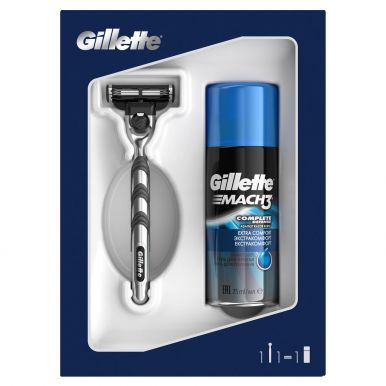 Набор муж Gillette Mach3 станок с 1 сменной кассетой и гель для бритья Extra Comfort 75 мл