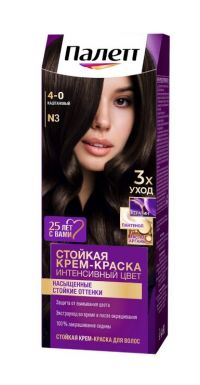 Palette Стойкая крем-краска для волос, N3 (4-0) Каштановый, защита от вымывания цвета, 110 мл