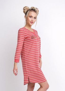 Clever Платье женское, размер: 170-48-L, темно-розовый-молочный, артикул: LDR10-853