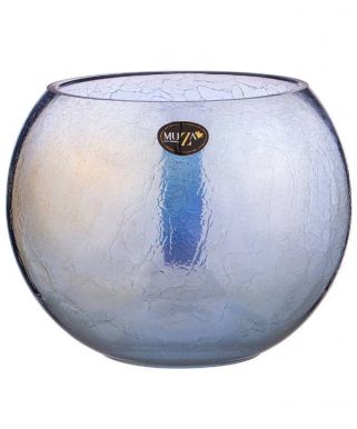 MUZA ваза цилиндр cracle blue 18*16см 380-639
