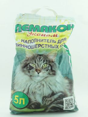 508261 Наполнитель минеральный впитывающий для длинношерстных кошек Эконом "Пемакон" 5л