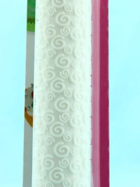CY4650980 Скалка для теста, диам. 5 см, дл. 31 см, цв. белый/ розовый, упак. на блистере