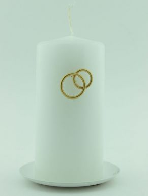 Свеча пенек свадебный с подсвечником, артикул: 9076