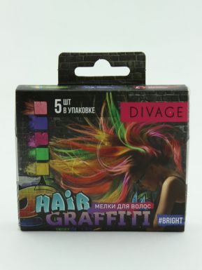 Divage Мелки для волос Цветные hair graffiti bright, 5 шт