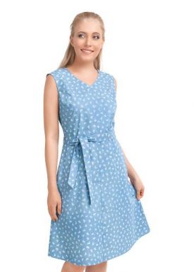 Clever Платье женское, размер: 170-42-XS, голубой-молочный, артикул: LDR20-798