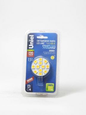 Лампа светодиодная UNIEL LED-JC-12/1,5W/WW/G4 120lm Round Лампа светодиодная. Упаковка блистер