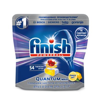 Finish Quantum таблетки для посудомоечных машин Max Лимон, таблетки, 54 шт