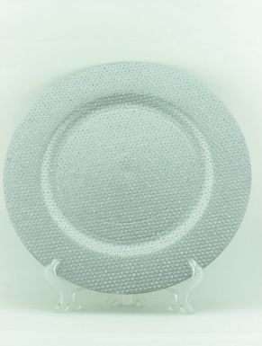 Подсвечник декоративный "тарелка", разм.330x330x15mm, цв.серебро ACX400130