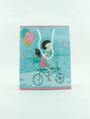 Пакет подарочный дизайн девочка на велосипеде 17,8*22,9*9,8см 81244