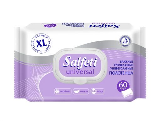 SALFETI Universal полотенца влажные очищающие универсальные XL 60шт