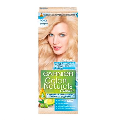 Garnier стойкая крем-краска для волос Color Naturals, тон 1002, Жемчужный Ультраблонд, 110 мл