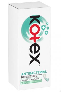 KOTEX прокладки ежедневные антибактериальные экстра тонкие 20шт