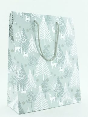 Пакет подарочный "Зимний лес" размер: 18х8х23 см. (GB30864-3 цвет: серебро)