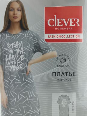 CLEVER LDR29-750 Платье жен Clever (170-50-XL,меланж серый-серебристый)