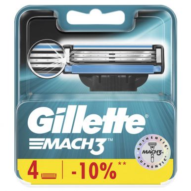 GILLETTE Mach3 кассеты сменные д/бритья муж. 4шт 775/605/774