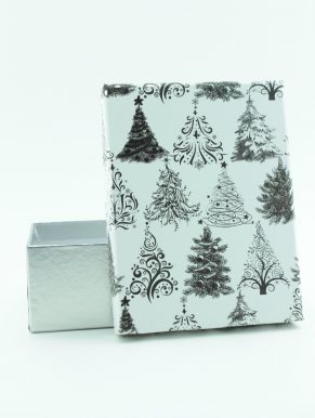 Коробка подарочная дизайн зимние елочки цв.серебро 16,5*12,5*5,8см GB74838-2