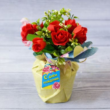 Цветы в букете с Днем рождения, 15х10 см, артикул: 1203224