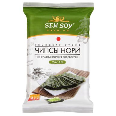 Чипсы Нори из морской капусты wasabi (4.5 гр) СэнСой /20