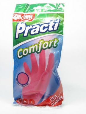 Paclan перчатки резиновые PractiComfort розовые, размер: S, 2 шт