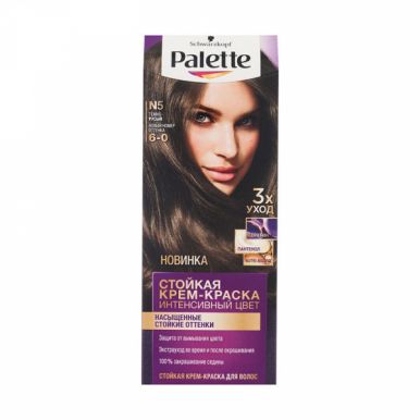 Palette Стойкая крем-краска для волос, N5 (6-0) Тёмно-русый, защита от вымывания цвета, 110 мл