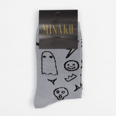 MINAKU носки мужские тату 7474705 серый р.43-46