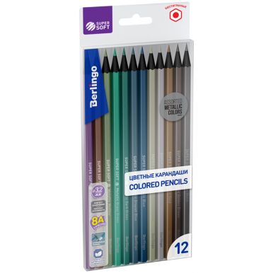 BERLINGO карандаши цветные super soft metallic 12цв