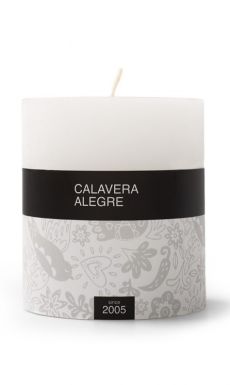 CALAVERA ALEGRE свеча столбик белый 6,6*7,5см