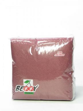 BERRY салфетки Премиум 24x24 см 100 шт, 1 слойные, цвет: бордовый