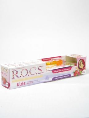 ROCS Kids набор подарочный: паста зубная детская малина и клубника 45г, щетка зубная kids