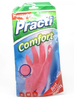 Paclan перчатки резиновые PractiComfort розовые, размер: L, 2 шт