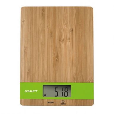 Весы кухонные Scarlett Sc-Ks57p01, электронные, 5 кг бамбук зеленый