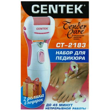Набор для педикюра Centek Ct-2183, розовый Пемза + 2 доп. ролика, 2 батареи типа АА в комплекте