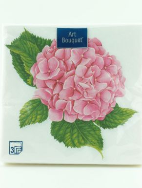 Салфетки Bouquet Art 3-х слойные, 33x33см, Розовая гортензия, 20 шт